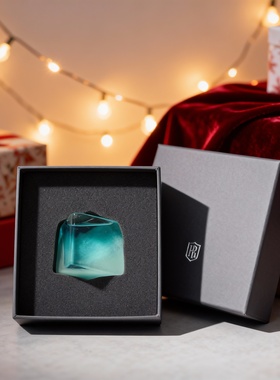 轻奢玻璃蓝绿几何装饰摆件