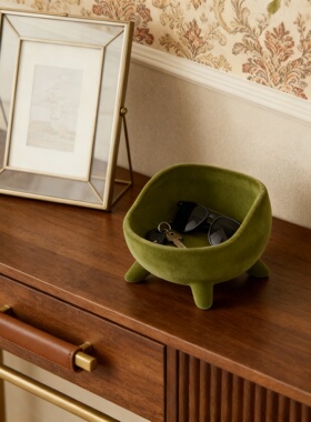 现代简约木质圆形收纳碗摆件