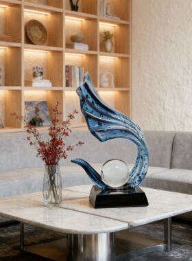 现代艺术蓝色抽象客厅装饰摆件
