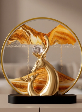 中古风流沙画玄关摆件高级感