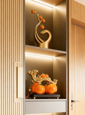 现代简约金色柿子LED灯带摆件