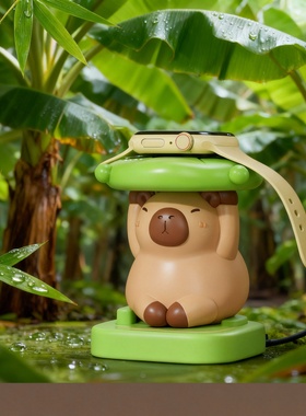 可爱卡皮巴拉水豚潮玩充电器摆件