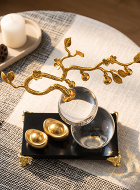 轻奢金色枝叶水晶球摆件