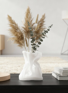 白色不规则花瓶摆件现代简约