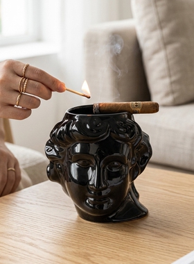 创意大卫头像陶瓷烟灰缸摆件