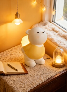 中古风创意小熊治愈系台灯摆件