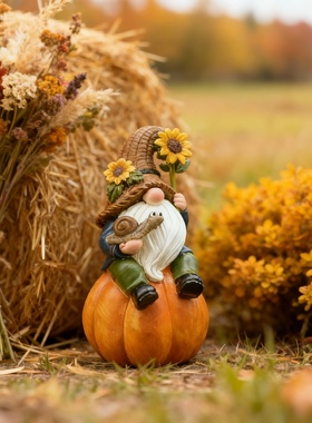 秋季南瓜小精灵童话树脂摆件