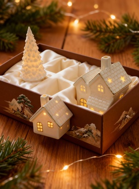 圣诞陶瓷小屋LED灯光摆件