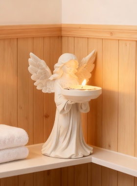 希腊风天使陶瓷氛围灯烛台摆件