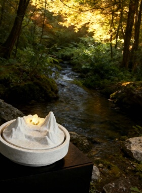 创意山峰造型LED灯光水泥摆件