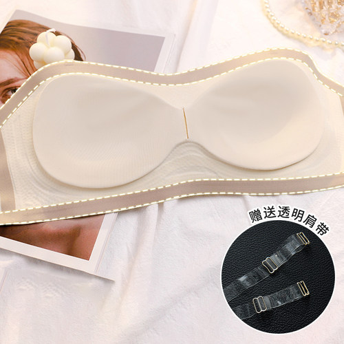 抹胸无肩带内衣女夏季薄款防滑聚拢无痕大胸显小胸裹胸隐形文胸罩 - 图0