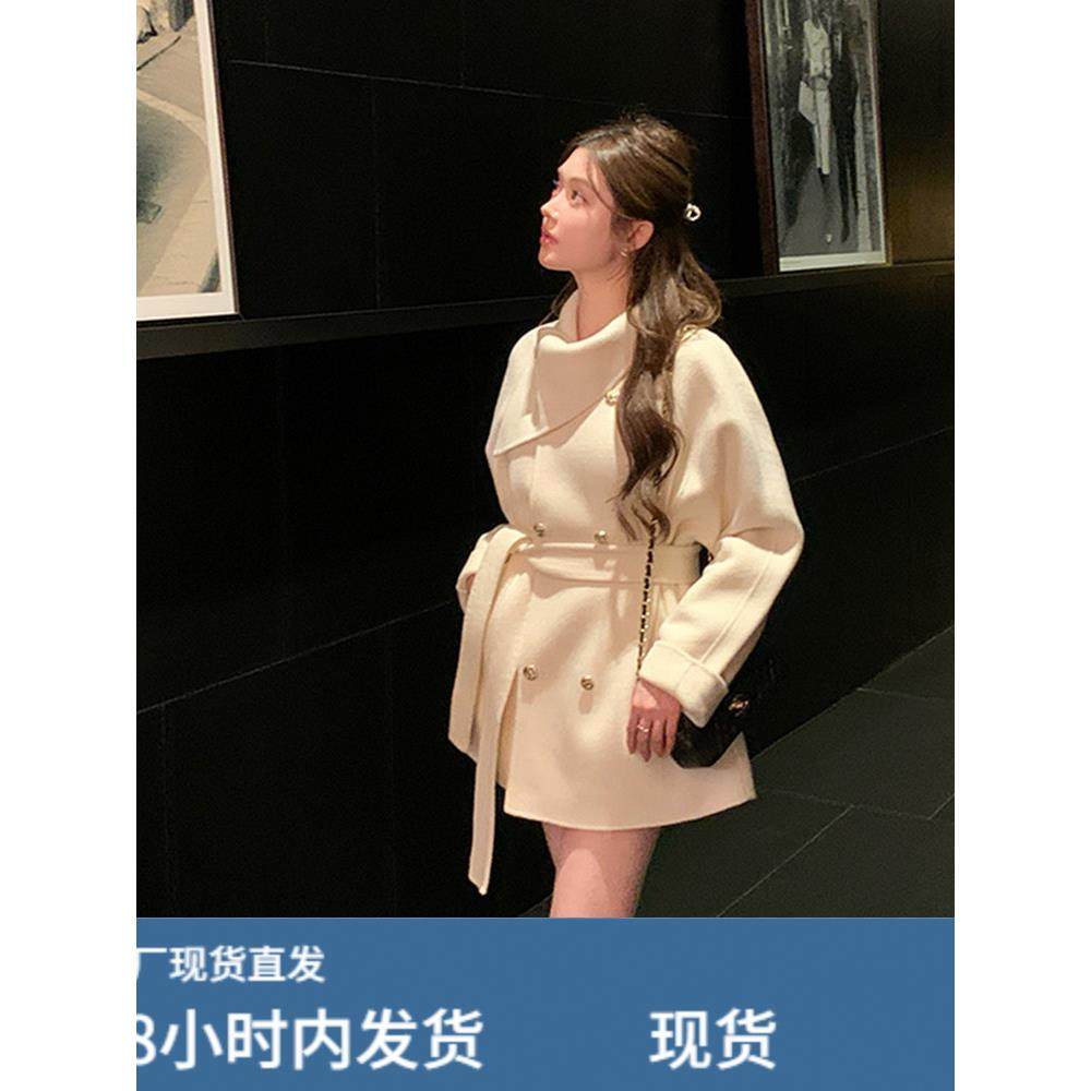 白色毛呢外套女短款2025秋新款韩系高级感今年流行爆款呢子大衣,淘宝优惠券,粉丝福利购,淘宝优惠卷