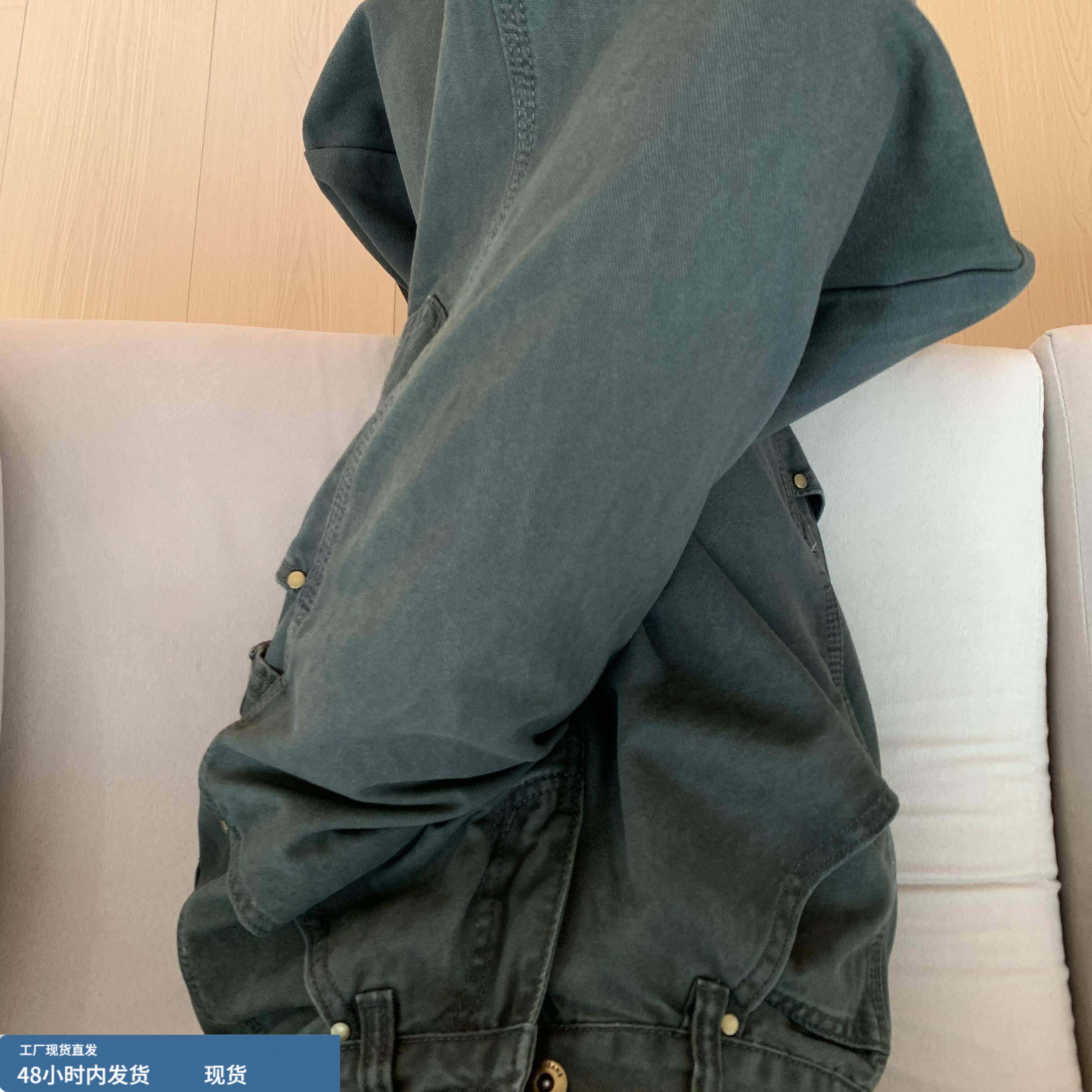 军绿色工装裤宽松直筒牛仔裤女秋冬新款中低腰显瘦垂感拖地阔腿裤,淘宝优惠券,粉丝福利购,淘宝优惠卷