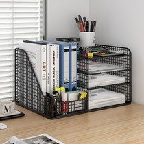 Folder Containing box File Frame Desk Desktop Bookshelf Multi-level Large Capacity File Box Shelf A4 Paper Collation File Box Information Frame Station Divinity Office Supplies Big stationery