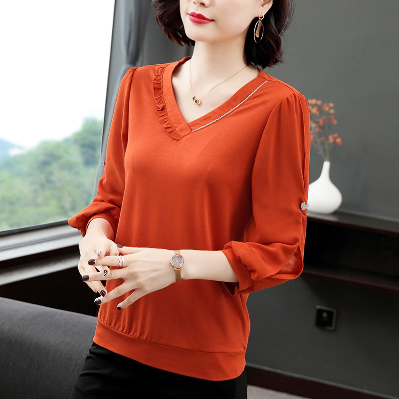 七分袖女士2020秋装新款韩版雪纺衫 inspot印点服饰蕾丝衫/雪纺衫