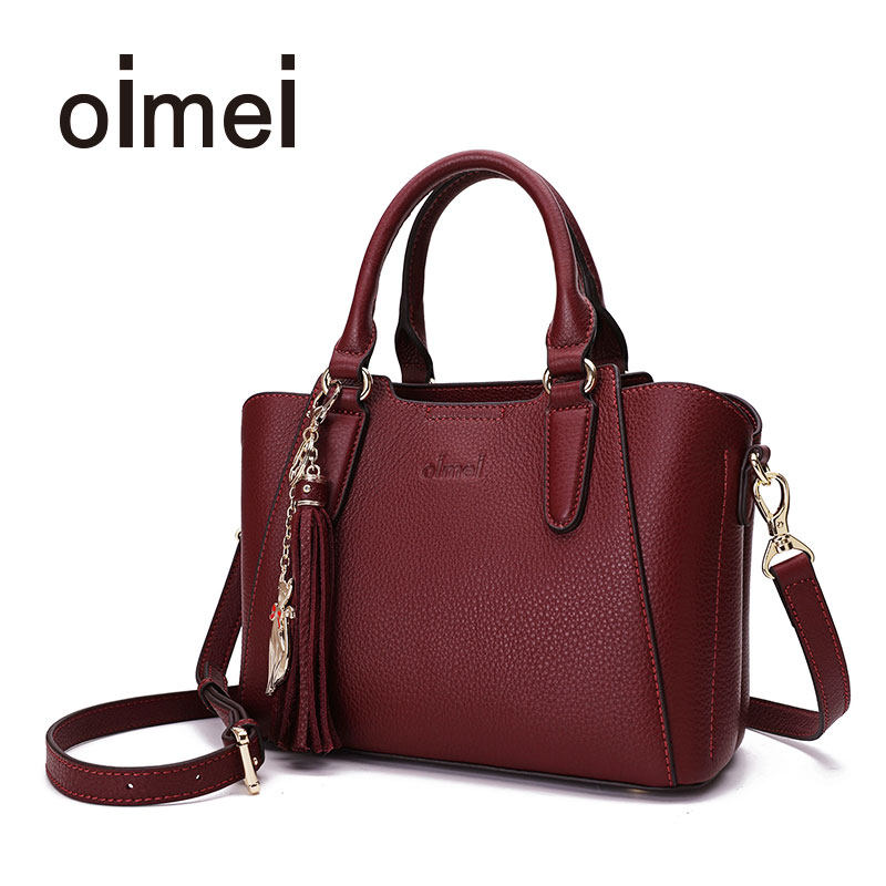 oimei头层牛皮女单肩气质斜挎包 oimei女士包袋