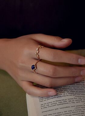 Francesca【所念皆星河】法式复古轻奢青金石叠戴戒指文艺食指戒