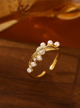 轻奢法式天然珍珠开口戒指