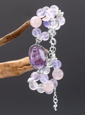 瑞士 Francesca【窗前的丁香花】设计天然紫萤石紫水晶手串养生