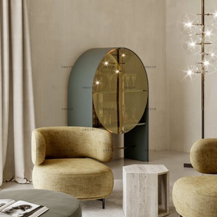 Gallotti&Radice家具现代双门门厅玄关柜整装实木金属储物餐边柜 - 图1