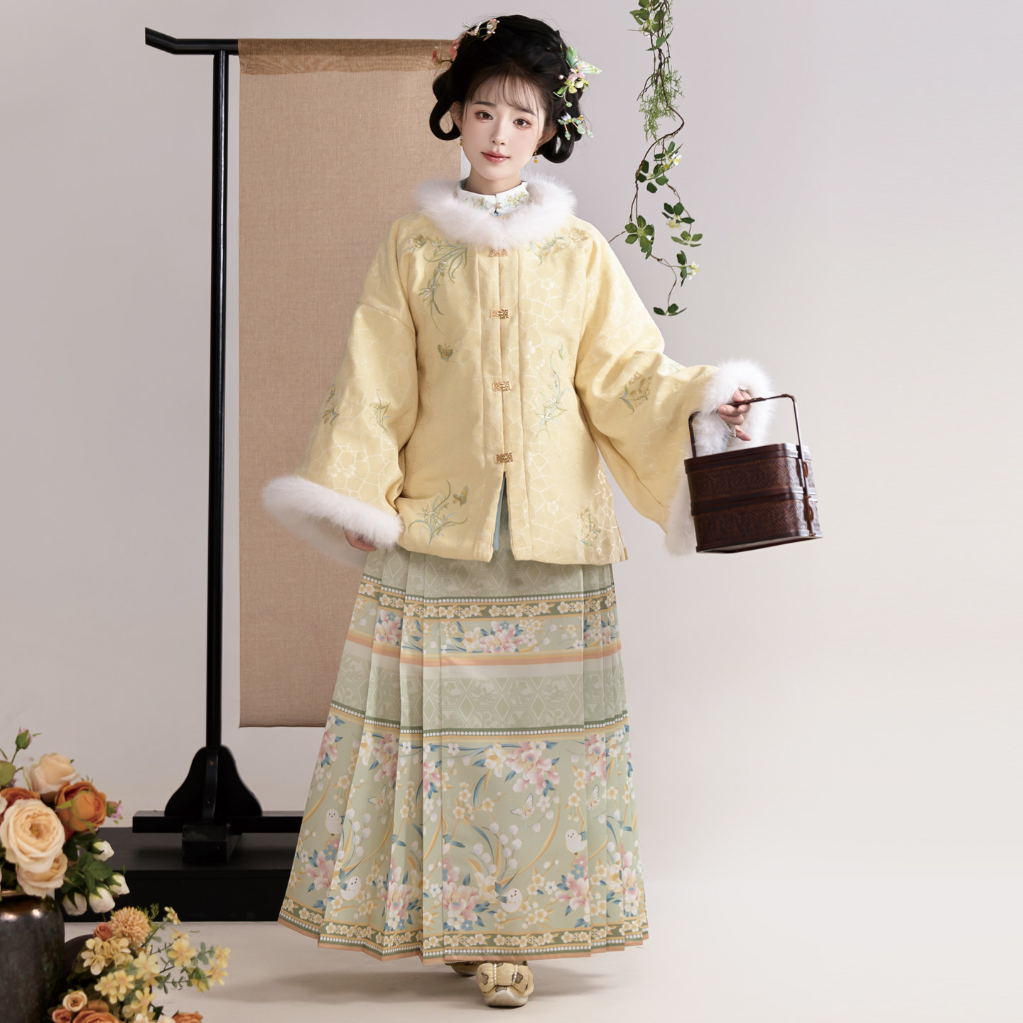 池秋记汉服明制昭君袄毛呢加绒保暖日常秋冬圆领披袄汉服套装,淘宝优惠券,粉丝福利购,淘宝优惠卷