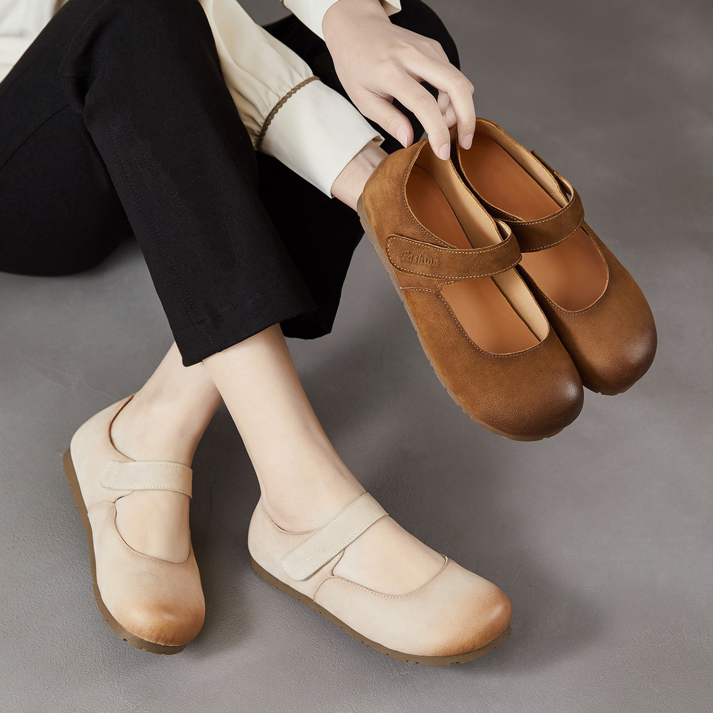 复古真皮玛丽珍鞋女平底2026新款圆头浅口森系奶奶鞋纯色百搭单鞋,淘宝优惠券,粉丝福利购,淘宝优惠卷