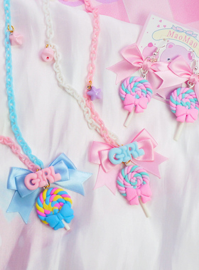 棒棒糖蝴蝶结日系可爱lolita项链