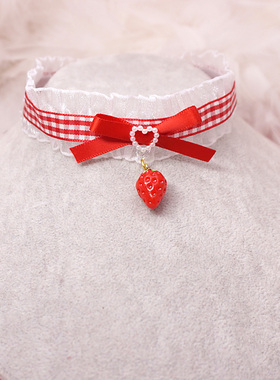 草莓洛丽塔项链项圈蝴蝶结