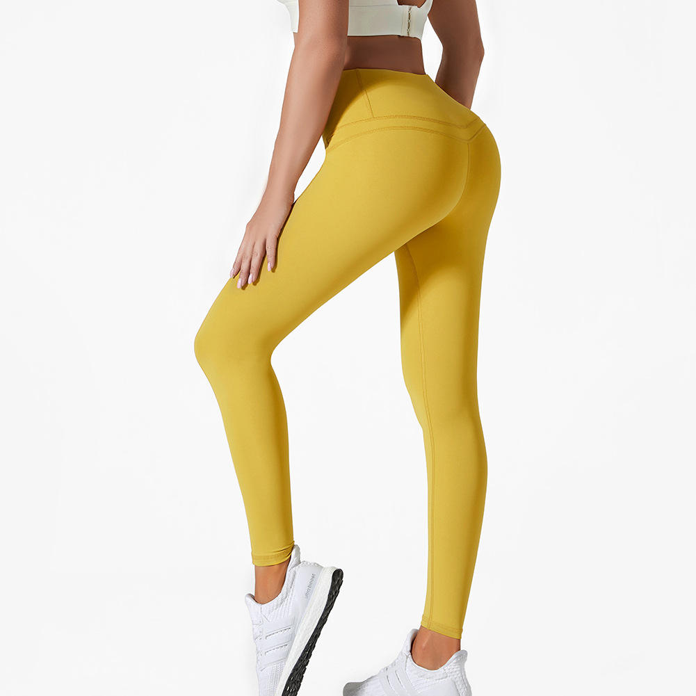 锦纶高腰紧身提臀户外运动瑜伽裤女裸感无缝蜜桃臀跑步健身裤 - 图2