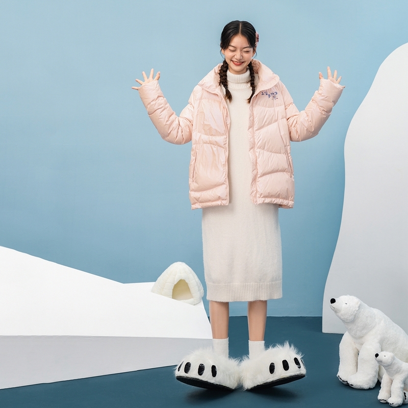 茵曼短款宽松轻薄款冬季茵蔓白鸭绒 茵曼翰飞羽绒服