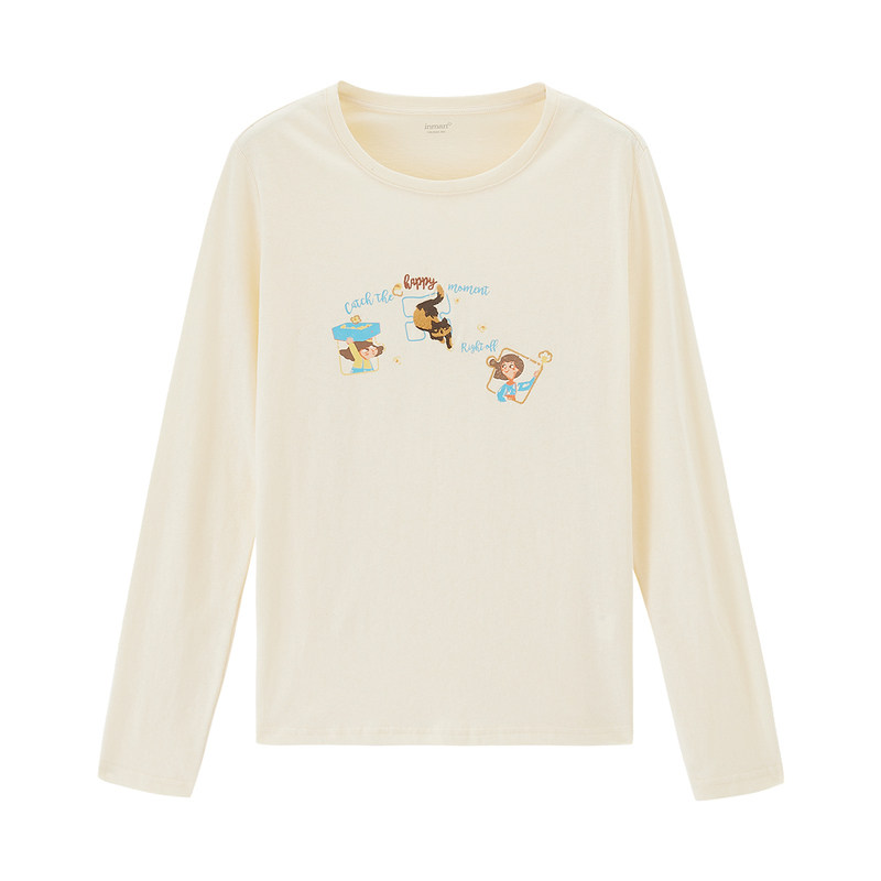 茵曼旗舰店2020年秋季新款打底衫 茵曼翰飞T恤