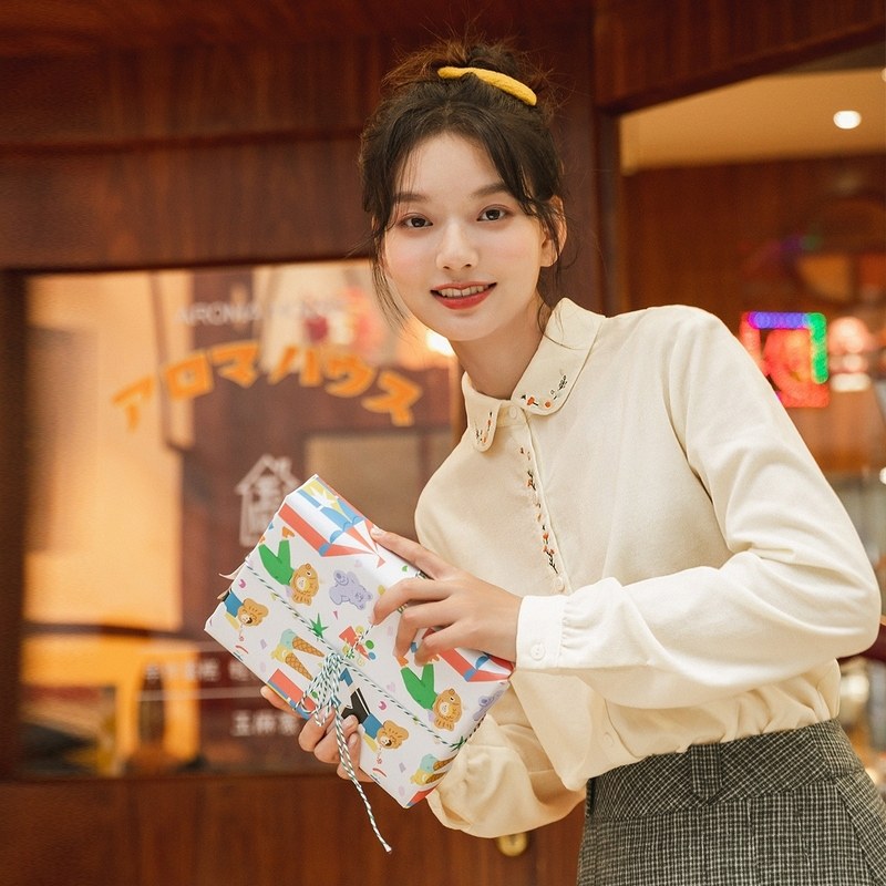 茵曼旗舰店2020新款秋季灯芯绒衬衫 茵曼翰飞衬衫