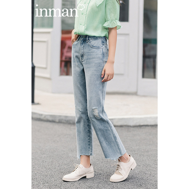  茵曼翰飞牛仔裤