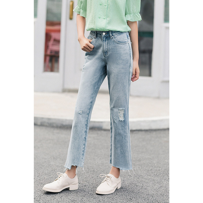  茵曼翰飞牛仔裤