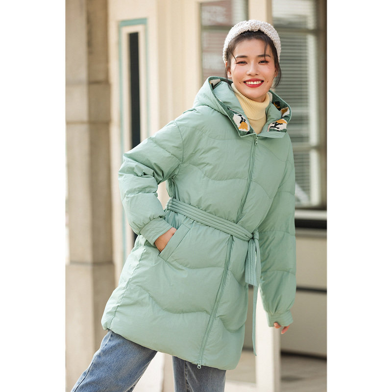 茵曼旗舰店2020新款茵蔓连帽收腰 茵曼翰飞羽绒服