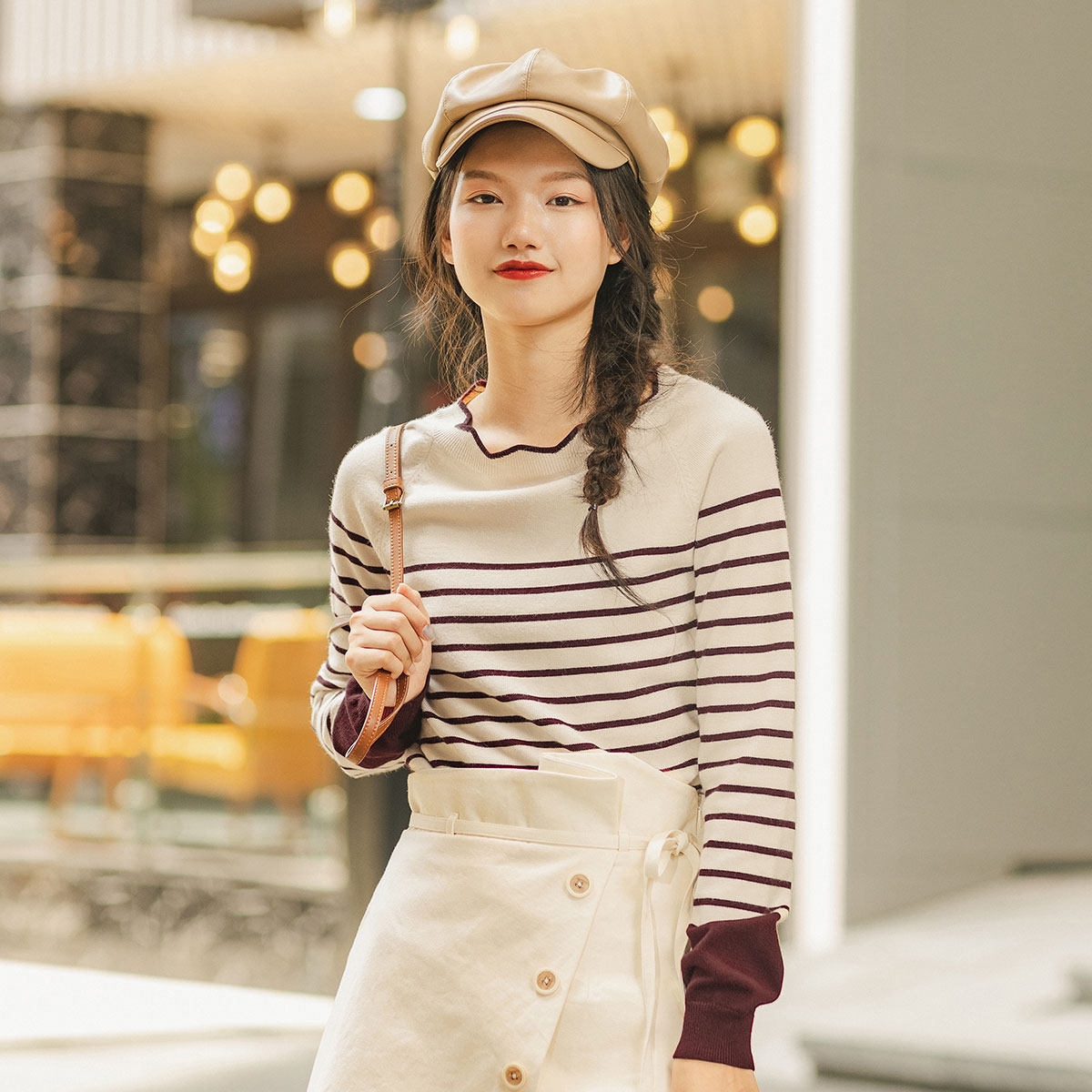 茵曼旗舰店女士官方短款洋气毛衣 茵曼翰飞毛衣