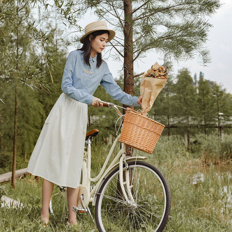 茵曼旗舰店女士长袖纯棉茵蔓衬衫 茵曼翰飞衬衫