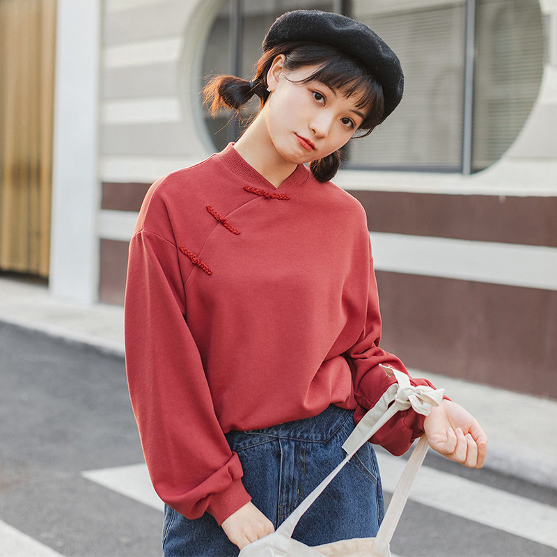 茵曼旗舰店民国风国潮中国风卫衣 茵曼翰飞卫衣/绒衫