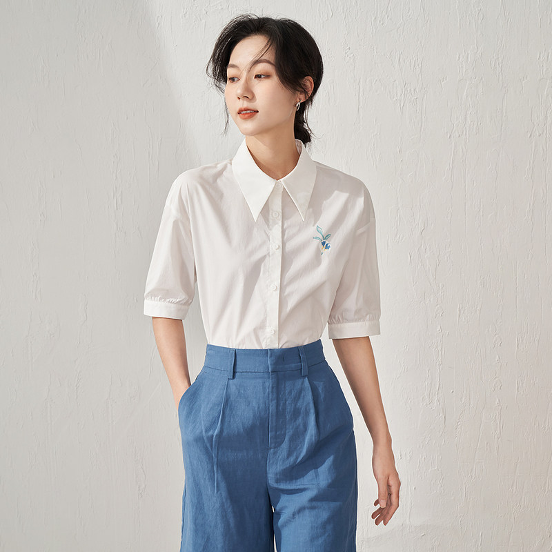 茵曼官方旗舰店印花2023夏季衬衫 茵曼翰飞衬衫