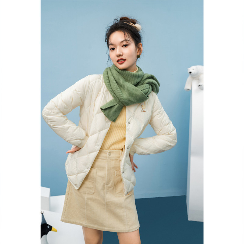 茵曼官方旗舰店短款轻薄新款白鸭绒 茵曼翰飞羽绒服