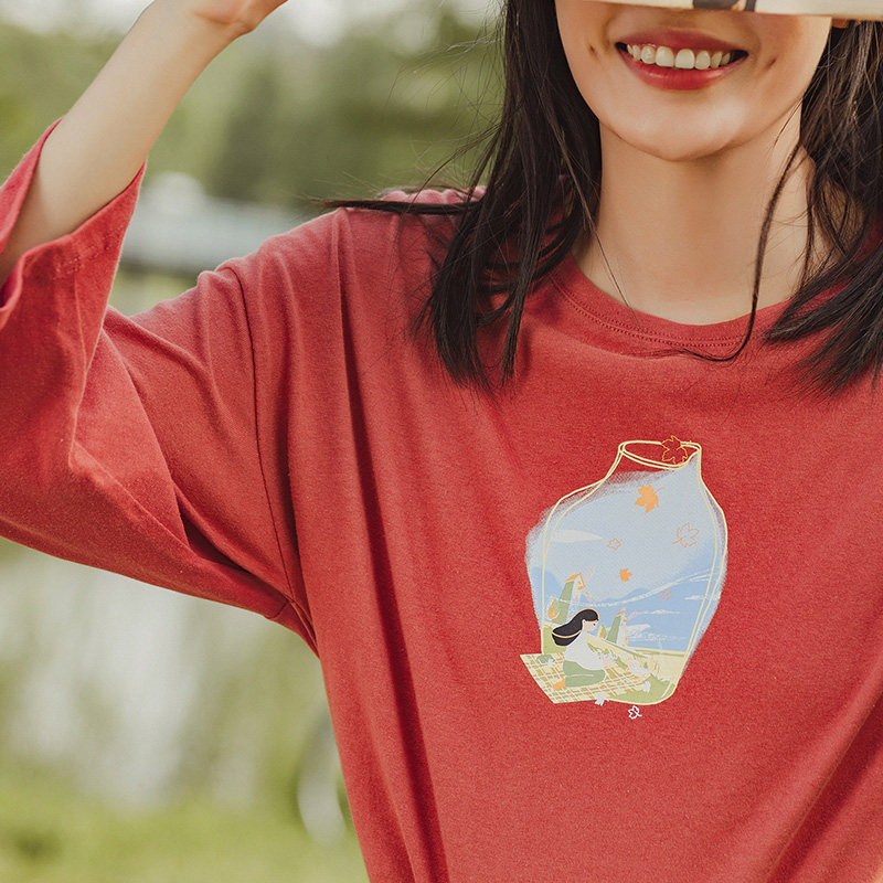 茵曼旗舰店2020秋季新款茵蔓t恤衫 茵曼翰飞T恤