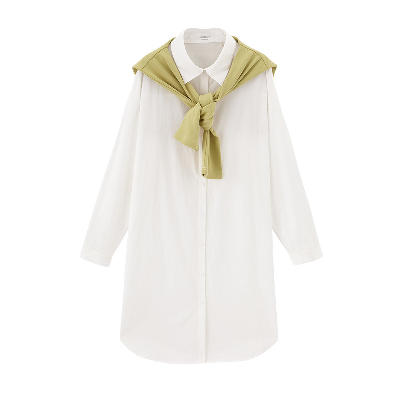 茵曼秋季气质设计感小众白色白衬衣 茵曼翰飞衬衫