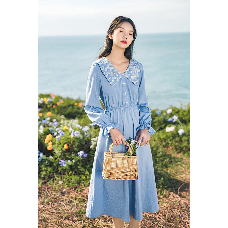 茵曼旗舰店官方茵蔓2021年连衣裙 茵曼翰飞连衣裙