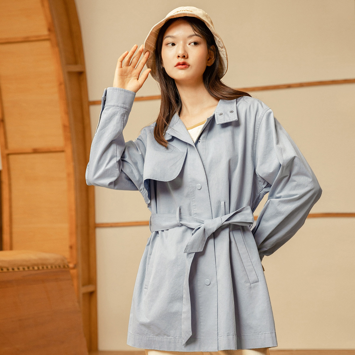 茵曼旗舰店高端2020新款秋装女风衣 茵曼翰飞风衣