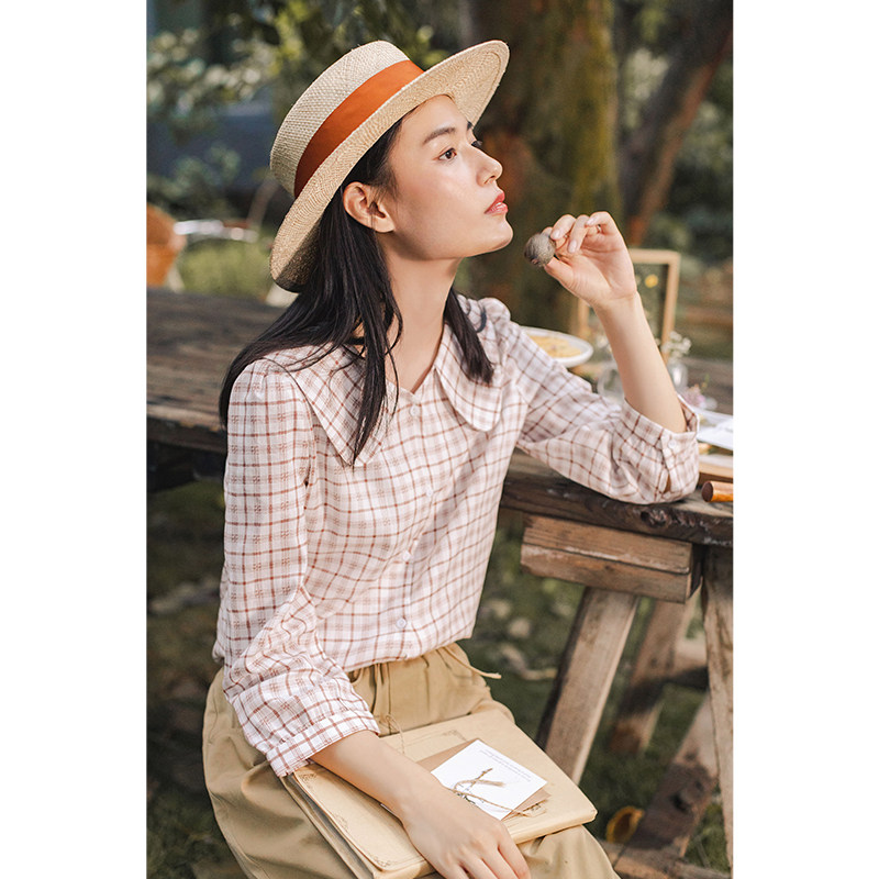 茵曼旗舰店2020新款早秋短款衬衫 茵曼翰飞衬衫