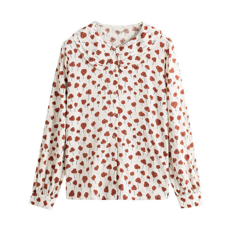 茵曼旗舰店茵蔓娃娃领学院风初衬衫 茵曼翰飞衬衫