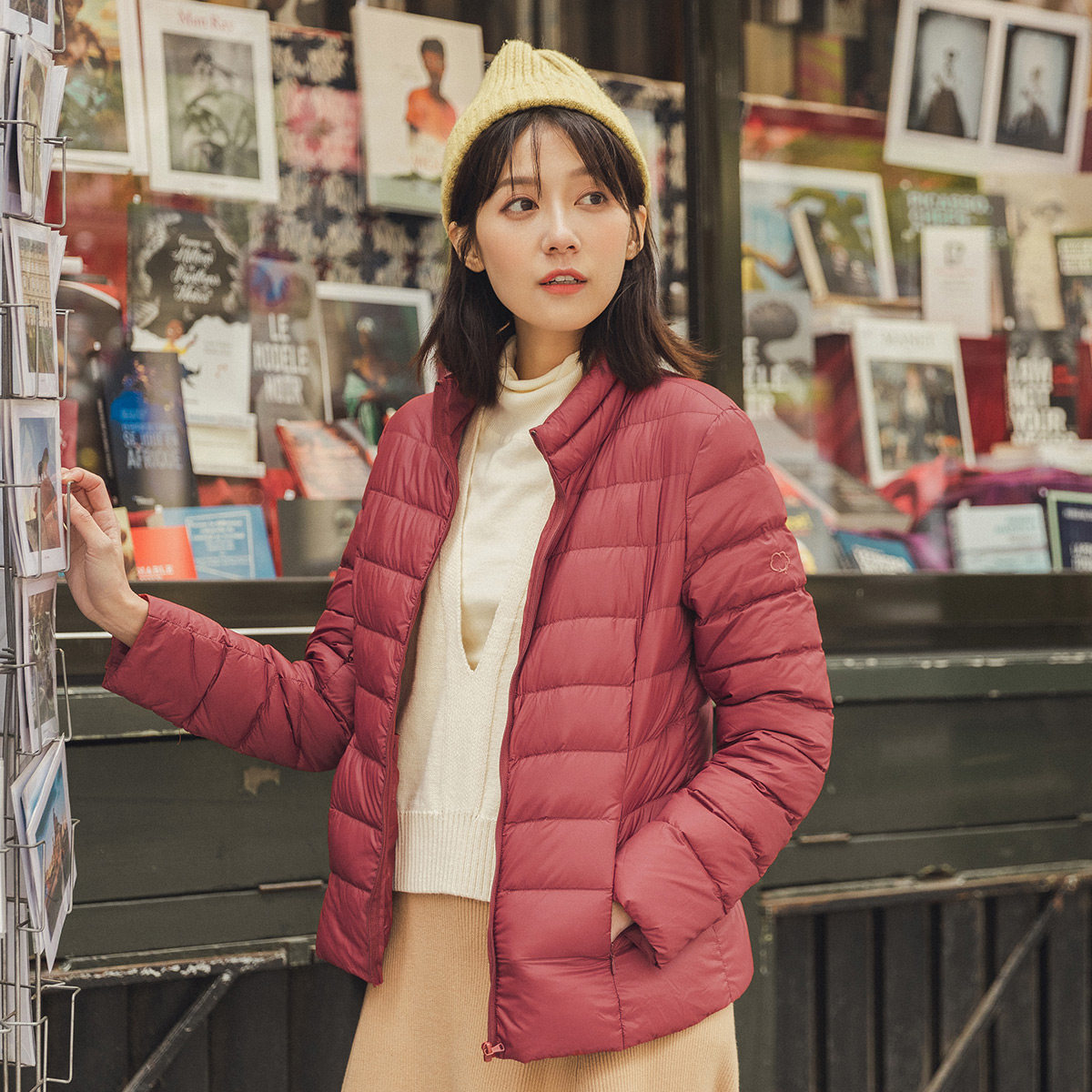 特价清仓茵曼旗舰店轻薄款羽绒服 茵曼翰飞羽绒服