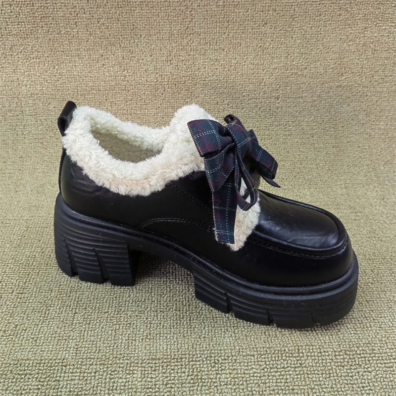 2025英伦风深口单鞋女蝴蝶结系带高粗跟乐福鞋复古舒适秀气女鞋,淘宝优惠券,粉丝福利购,淘宝优惠卷