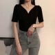 Collarbone V-neck slimming summer, chic ແລະມີຄວາມຮູ້ສຶກສູງສຸດ