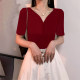 Collarbone V-neck slimming summer, chic ແລະມີຄວາມຮູ້ສຶກສູງສຸດ